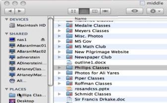 Click on the left side of the window to open up the following folders: Phillips Classes >yourtechclass >yourfolder