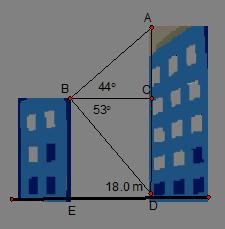 c. left building: 90⁰ - 53⁰ = 37⁰ tan 37⁰ = 18mm BBBB BE 23.