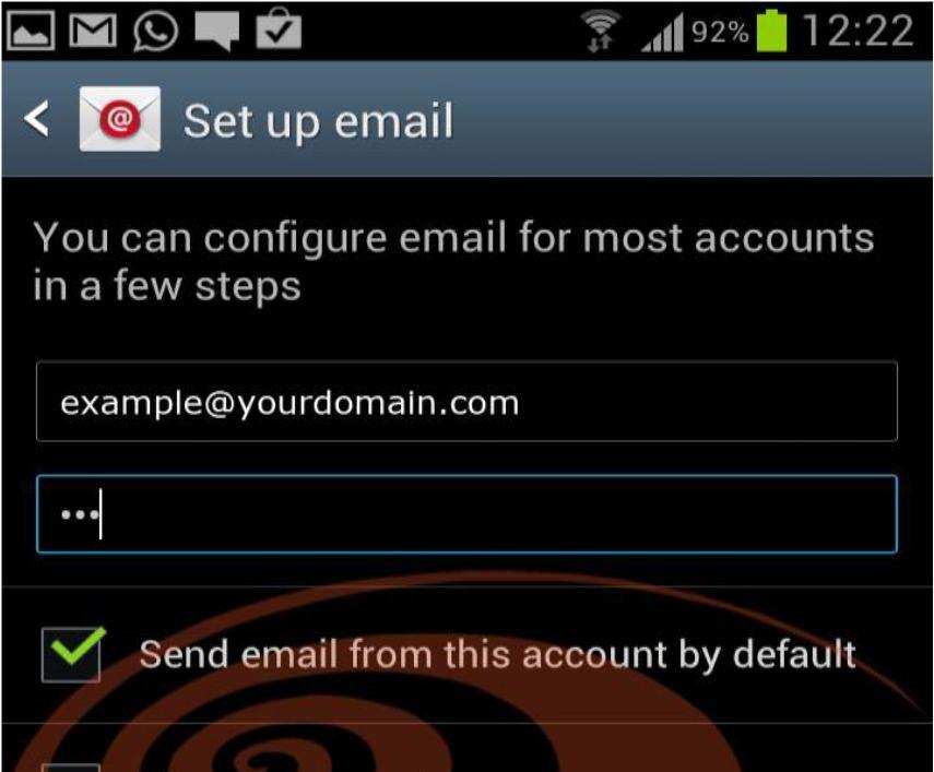 Step 2 : Setup Email (Manual) Enter your account information using your keypad.