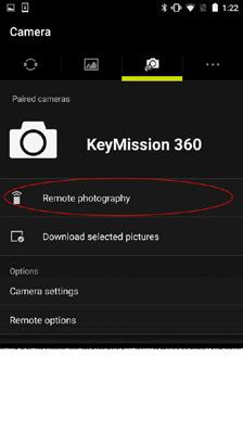 REMOTE PHOTOGRAPHY: If you want to shoot remotely or download stills or videos, you will need to connect to the camera s Wi-Fi between the