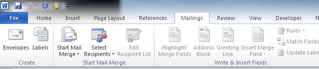 8 Creating a Directory using Mail Merge Open a blank word document then Select Mailings from the Ribbon next select start Mail Merge.