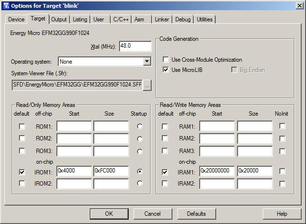 2 Creating an Application with Keil uvision 4/MDK-ARM To create applications with Keil uvision 4/MDK-ARM, you must first change the target settings for your project.