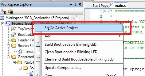 Kit Operation 4. Click on Build > Build All Projects. Note: The UART_Bootloader project is a dependency for the Bootloadable Blinking LED project.