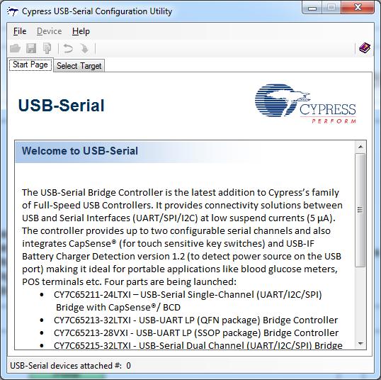 USB-Serial Configuration 6.2 USB-Serial Configuration Utility Cypress USB-Serial Configuration Utility is an application included in the USB-Serial software development kit (SDK) installation.