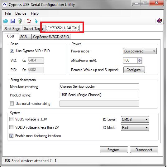 USB-Serial Configuration 4. Click Connect. After connecting to the device, a new tab opens that displays the device marketing part number. Figure 6-3. Selecting the Connected Device 5.