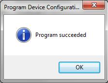 Click the Program Device button from the menu options at the top of the Configuration Utility to program the device with the new settings. Figure 6-6.