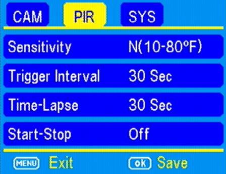 or button to highlight the PIR tab in yellow. Screen should appear like Figure 7.