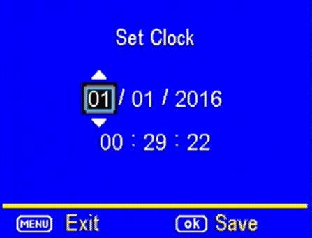 SETTING THE CLOCK: Scroll over to the SYS tab using the buttons and then press the button to highlight the Set Clock option. Press OK. You will see the following screen. (Figure 11).