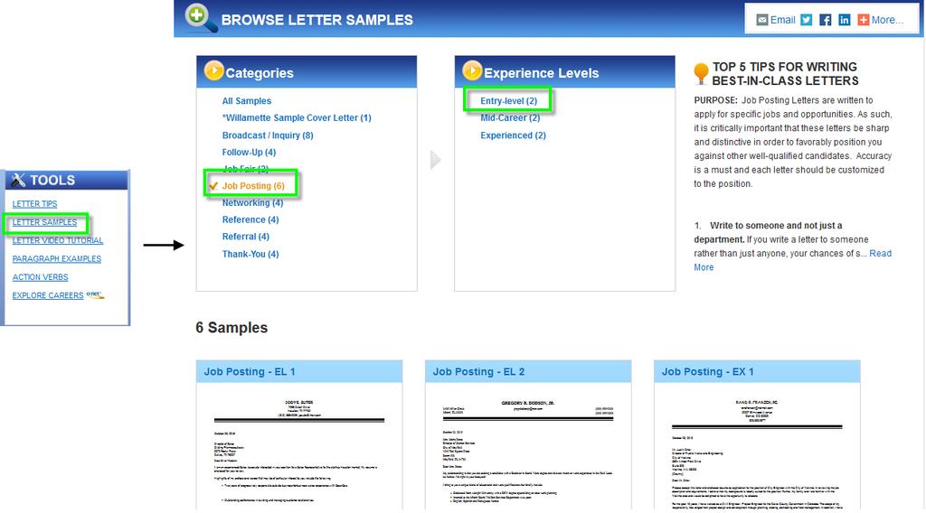 Letter Samples View professionally written Letter Samples, categorized by letter type and subdivded by experience level.