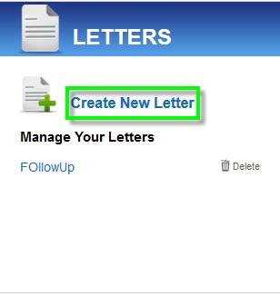 Creating a New Letter To begin a new Letter: 1. Click the Create New Letter button in your Document Center. 2.