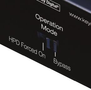 If the Operation Mode dipswitch is set to the Bypass setting, HPD signals from the output to the input device will pass as normal.