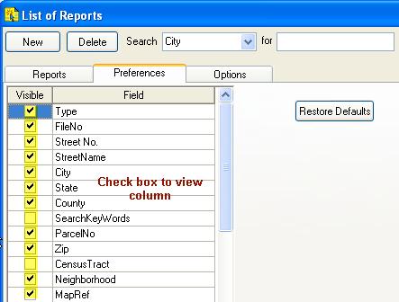 In the preferences tab view, you can select\unselect the column fields you wish to have
