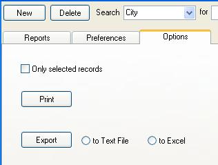 2. Click on the options tab. Select the Options - [Print] Only Selected Records - Hold down the shift key and click on the records you wish to select.