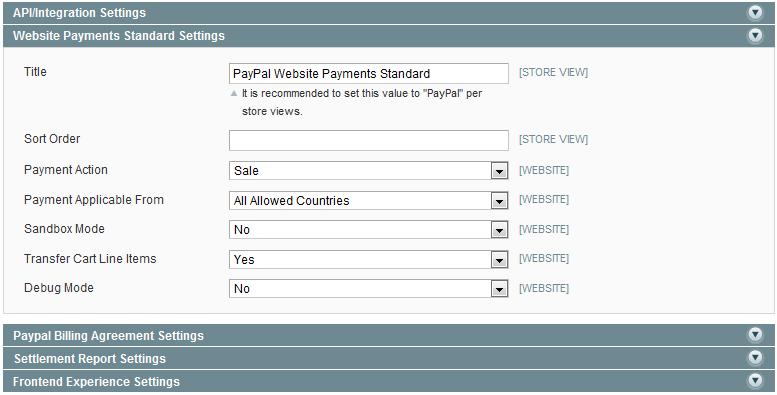 Preparing to Sell Figure 148. PayPal Website Payments Standard Settings 5. In the Title field, specify a title to be shown to your customers. 6.
