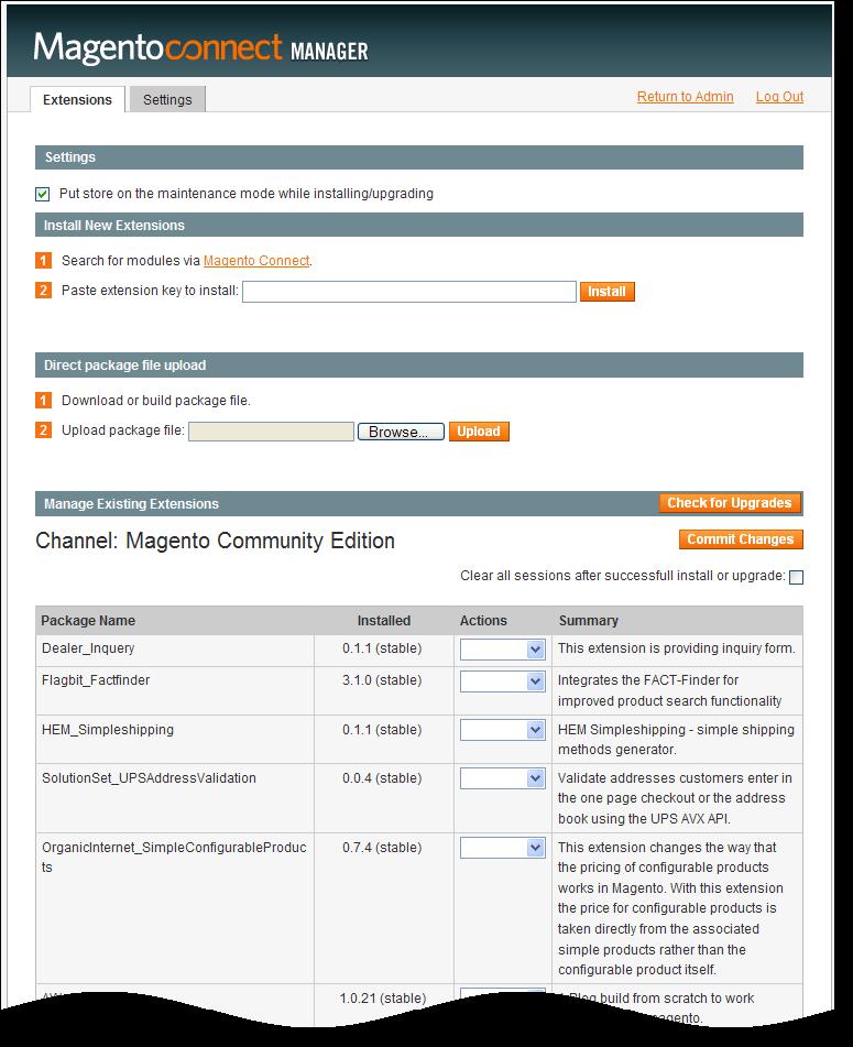 Keeping Your Store Healthy Figure 230. Magento Connect Manager Page 3. Click the Check for Upgrades button.