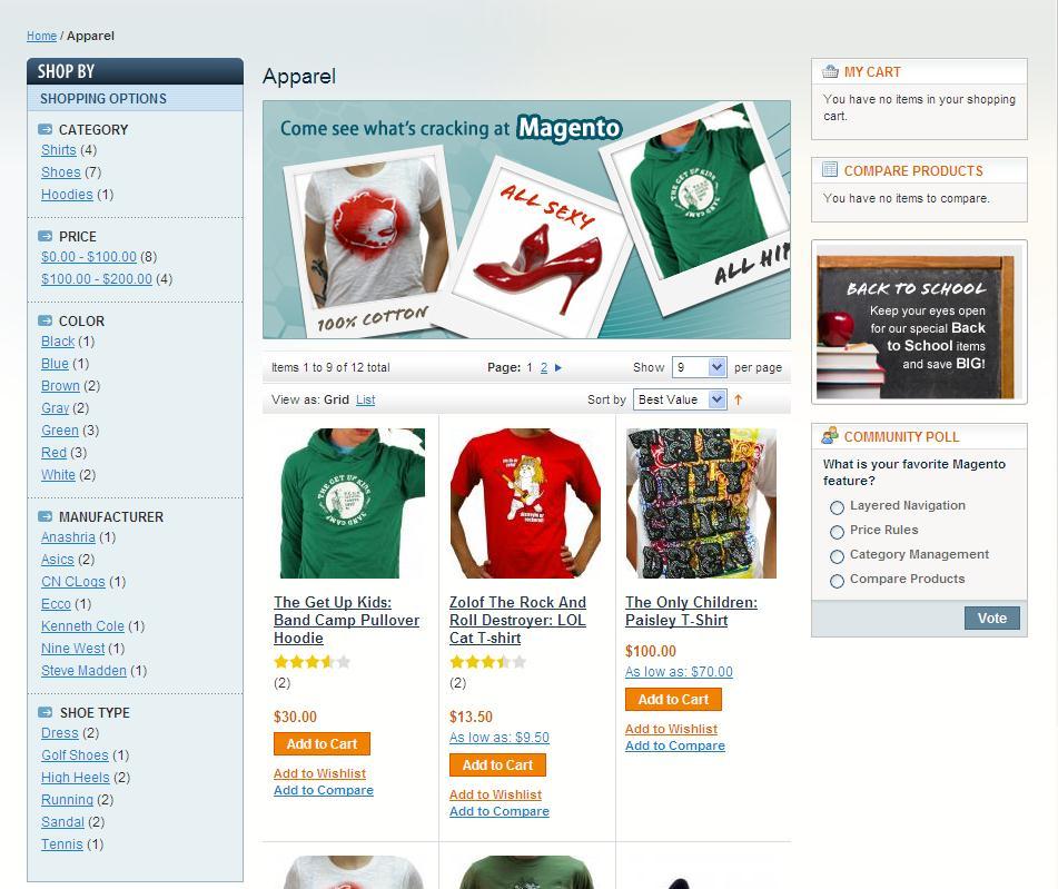 Category Page with Products Filtering the Display of Products Typically, the first step of a customer when browsing through the web store may be to select the category or subcategory of the products