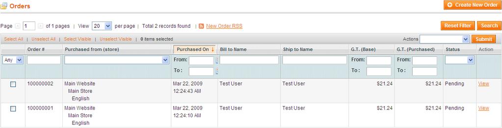 Introducing the Backend Viewing the Orders in Your Web Store To view the orders in your web store: In the Admin Panel, select Sales > Orders to display the Orders page, as shown in Figure 63.