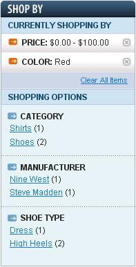 Setting Up Your Catalog Figure 79. Layered Navigation Default Layered Navigation In Magento CE, two properties appear as navigation filters by default: PRICE and CATEGORY.