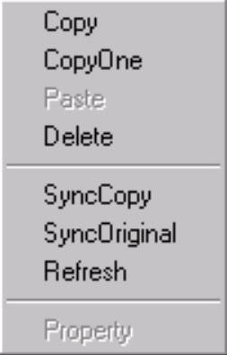 Manipulations with Scene Objects Popup menu Copy CopyOne Paste Delete SyncCopy SyncOriginal Refresh The command copies a selected object or several selected objects into the buffer.