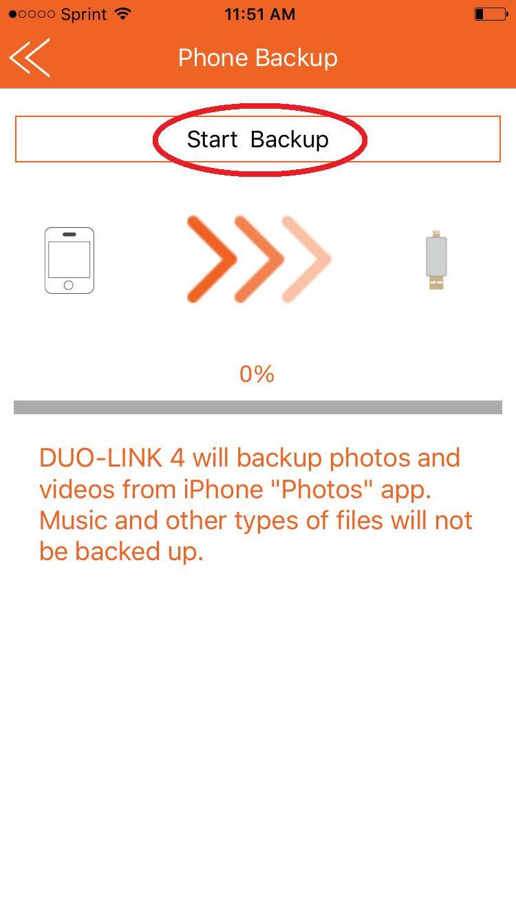 9.1 Phone backup The phone backup will back up photos and video files.
