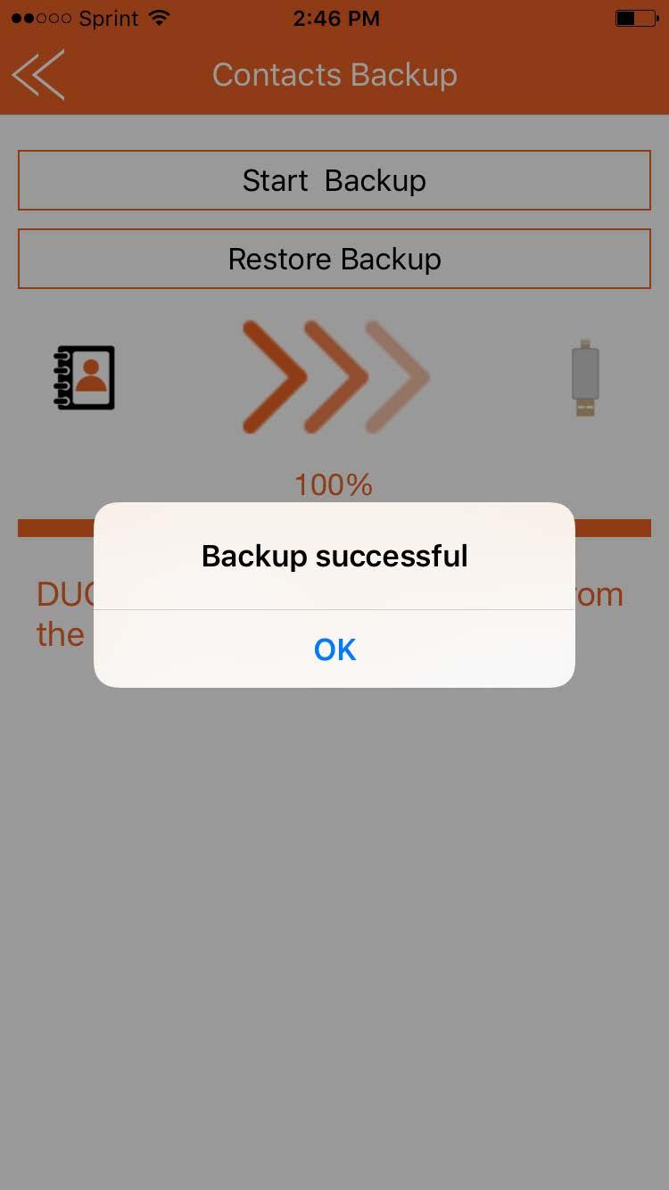 9.2 Contacts Backup Tap the backup icon ( ) to access the Backup Directory.