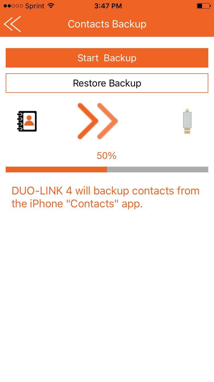 iphone will be saved on the DUO-LINK OTG drive.