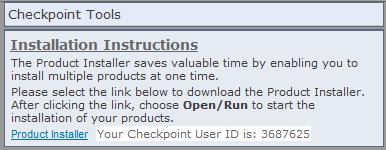 Checkpoint displays the installation instructions in a