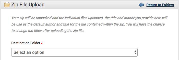 2 Use the Destination Folder drop-down to choose the folder you would like to upload this file to. This is where the similarity report for the file will be found.