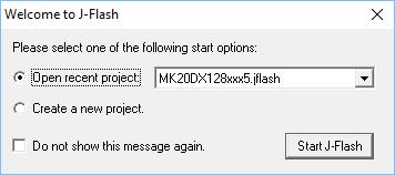16 CHAPTER 3 Using J-Flash for the first time 3.2 Using J-Flash for the first time 3.2.1 Welcome dialog When starting J-Flash, by default a startup dialog pops up which gives the user two options how to proceed.