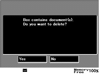 Utility mode 11 4 Select the confidential box to be deleted. 5 Press [Yes].