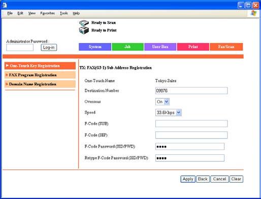 12 Specifying settings using PageScope Web Connection 3 Enter each item, and then click [Apply]. For the item details, refer to "To register with one-touch registration" on page 12-16.