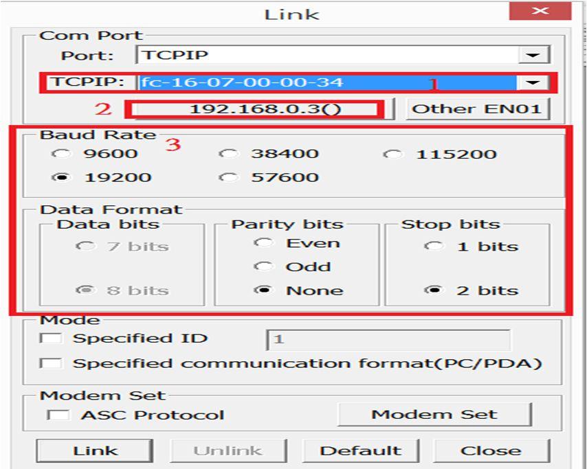 AP PCLINK programming software will search LAN s ENBD station, When find