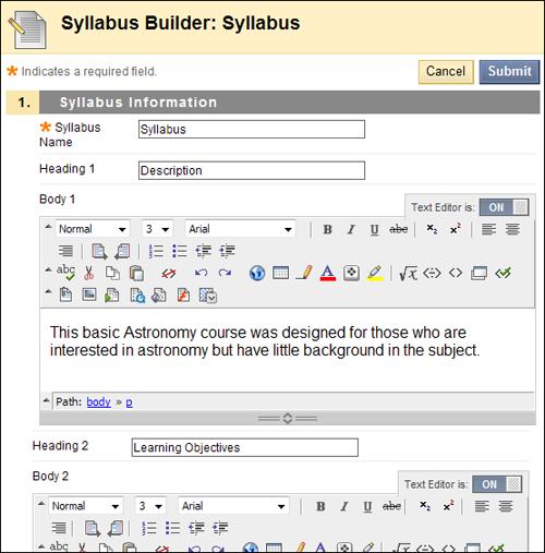 9. Under Syllabus Design, select the Styles and Colors for the syllabus. 10. Under Build Lessons, select the Create Specified Number of Lesson Shells option, and type a number.