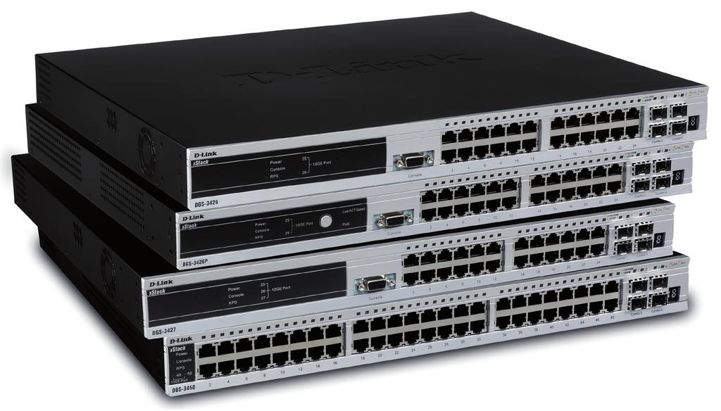 Advanced Layer 2+ Gigabit Switches Flexible Choices 24 or 48 10/100/1000BASE-T ports 4 combo SFP ports for Gigabit Fiber Connection 2 or 3 open slots for optional 10 Gigabit uplinks Stackable through