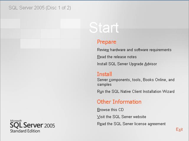 1. Run Default.hta from the SQL Server 2005 installation source.