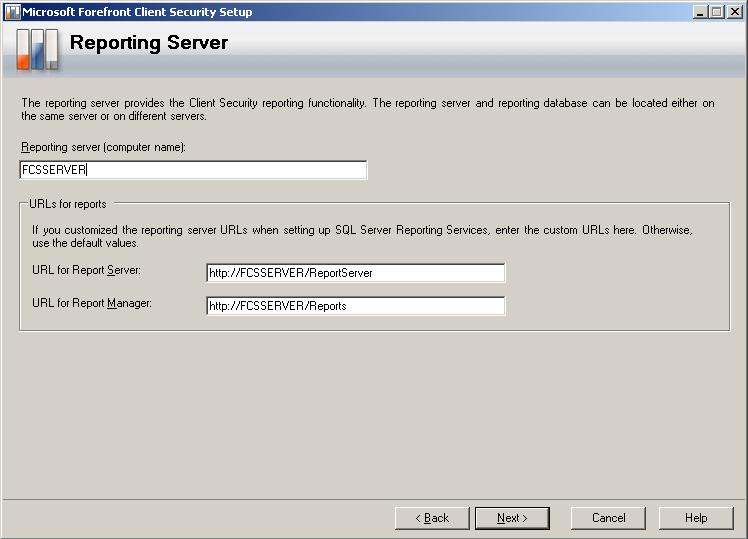 6. Type the name of the FCS server in the Collection database field and click Next.