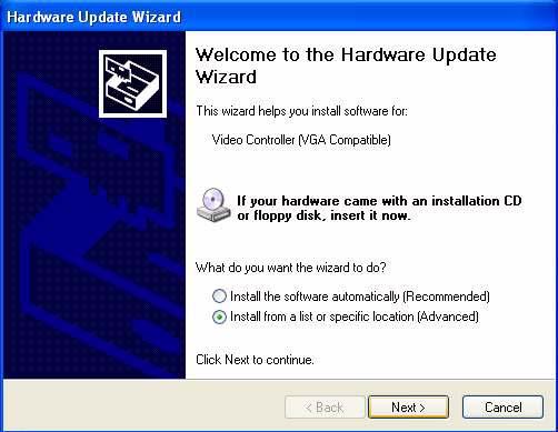 Step 3. The Hardware Update Wizard should start.