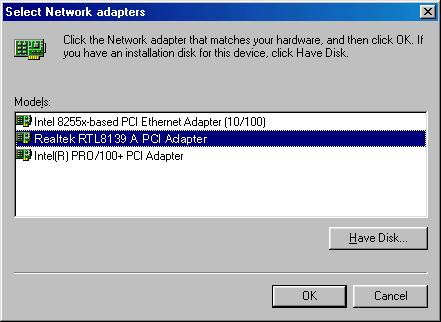 Step 6. a. Choose the "Realtek RTL8139(A/B/C/8130) PCI Fast Ethernet" item. b. Click "OK". Step 7. a. Make sure the configurations of relative items are set correctly.