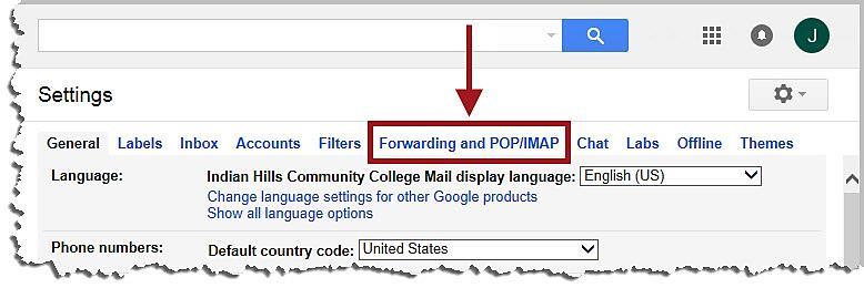 Select Forwarding and POP/IMAP.