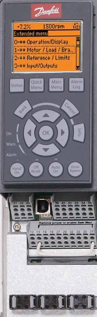 relay outputs (240V, 2 amps) for remote indication of operation or to control other HVAC devices 200mA of 24 VDC to power customer devices such as sensors and valves USB Connection PC access to drive