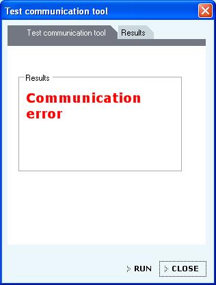 12. If this does not work, the following message will be shown. See image below. Fig. 42 Communication test error message Please check the switch positions and try again.