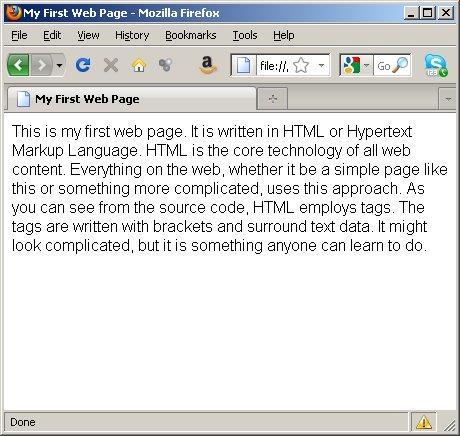 Writing HTML Viewing the first page 2)