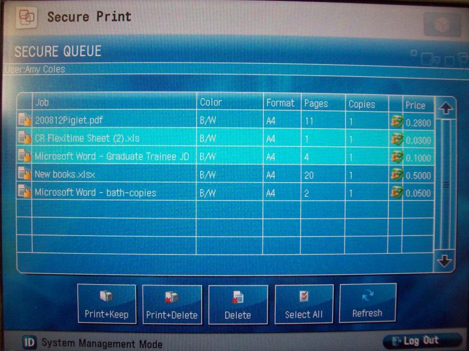 Select the files you wish to print by touching the document name on the screen. It will show as highlighted.