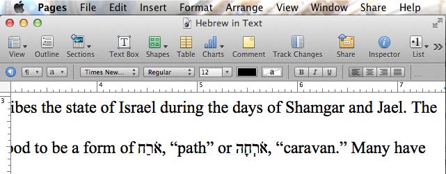 Pages does have some issues, including vowel spacing with certain fonts and an inability to edit individual Hebrew characters. However, for most Hebrew students using OS X, Pages is a great option.