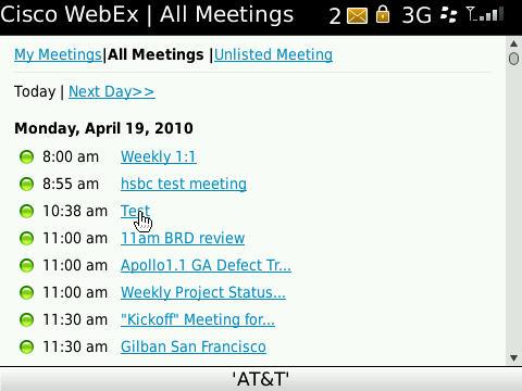 Installing and using Cisco WebEx Meeting Center on the BlackBerry 1. On the BlackBerry web browser, go to https://go.