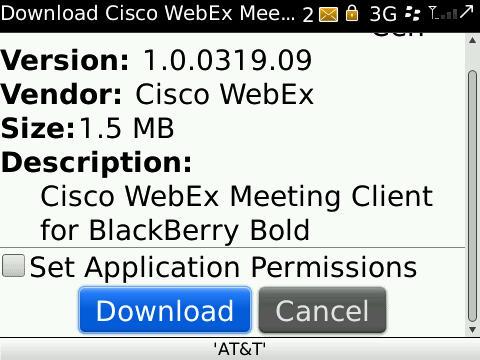 If this WebEx site supports the BlackBerry application, the download/install process will start. 4.
