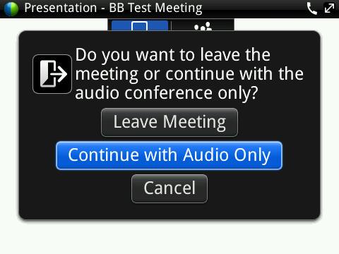 Installing and using Cisco WebEx Meeting Center on the BlackBerry Rejoin web conference 1.