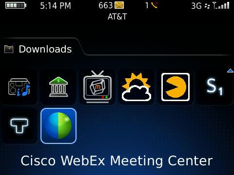 Host a meeting, Pass the Ball, and Chat features in a WebEx meeting on the BlackBerry 2.