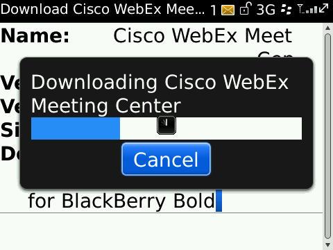 The Cisco WebEx Meeting Center application will