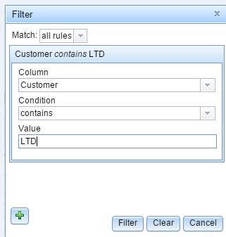 (Optional) For a long list of companies, you may want to add a filter to show only the company where the collector will be registered. Click the filter icon Set the Column to Customer.